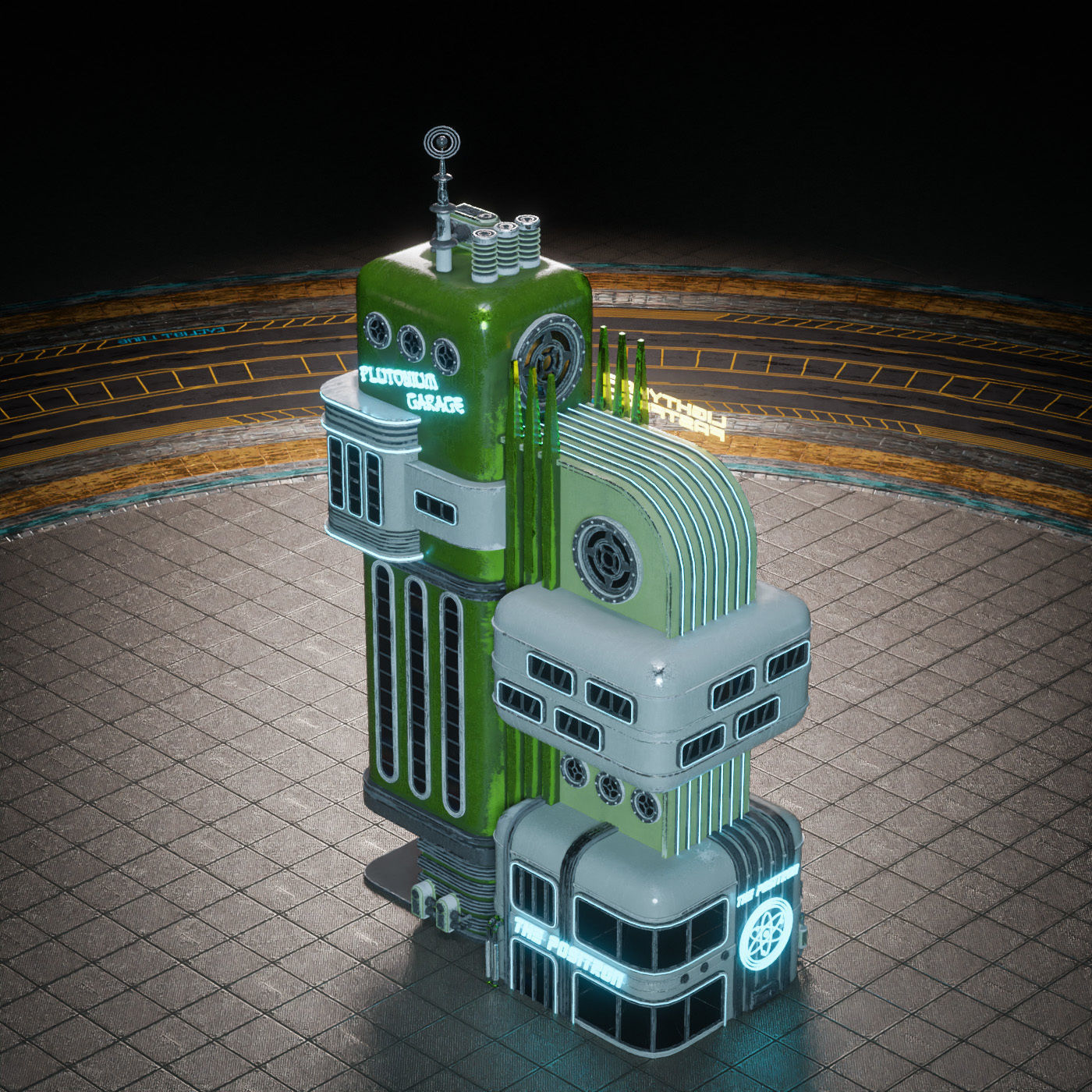 SCIFI ATOMPUNK BUILDING 05 Low-poly 3D model_11