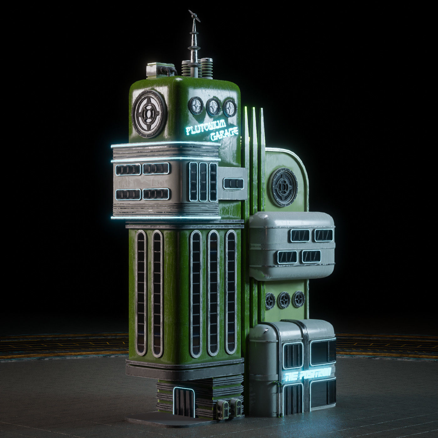 SCIFI ATOMPUNK BUILDING 05 Low-poly 3D model_9