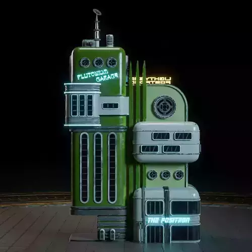 SCIFI ATOMPUNK BUILDING 05 Low-poly 3D model