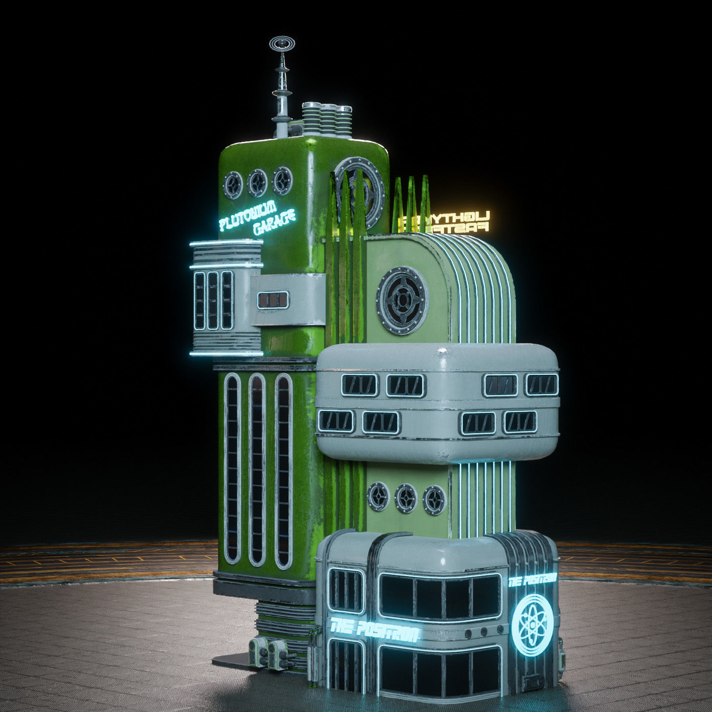 SCIFI ATOMPUNK BUILDING 05 Low-poly 3D model_3