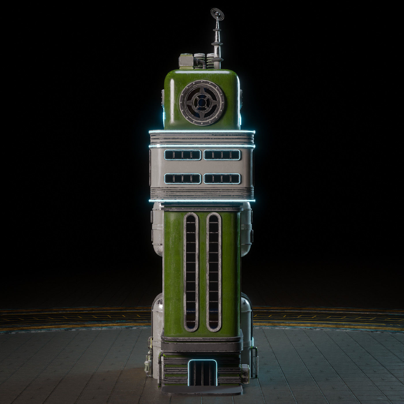 SCIFI ATOMPUNK BUILDING 05 Low-poly 3D model_8