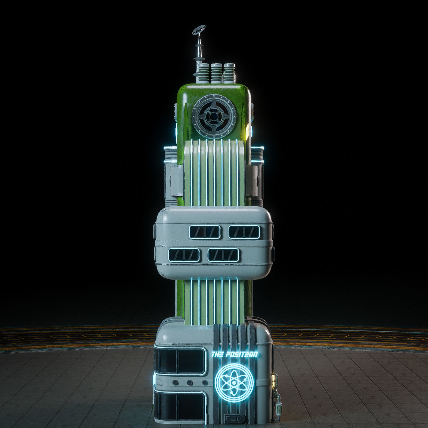 SCIFI ATOMPUNK BUILDING 05 Low-poly 3D model_4