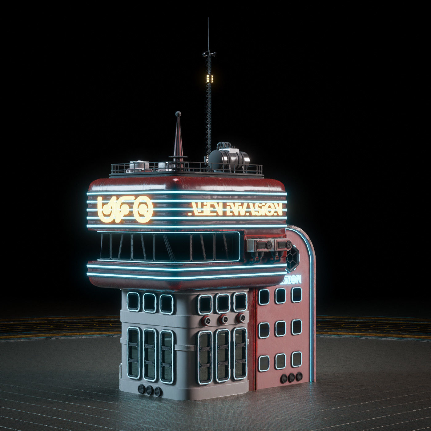SCIFI ATOMPUNK BUILDING 06 Low-poly 3D model_5