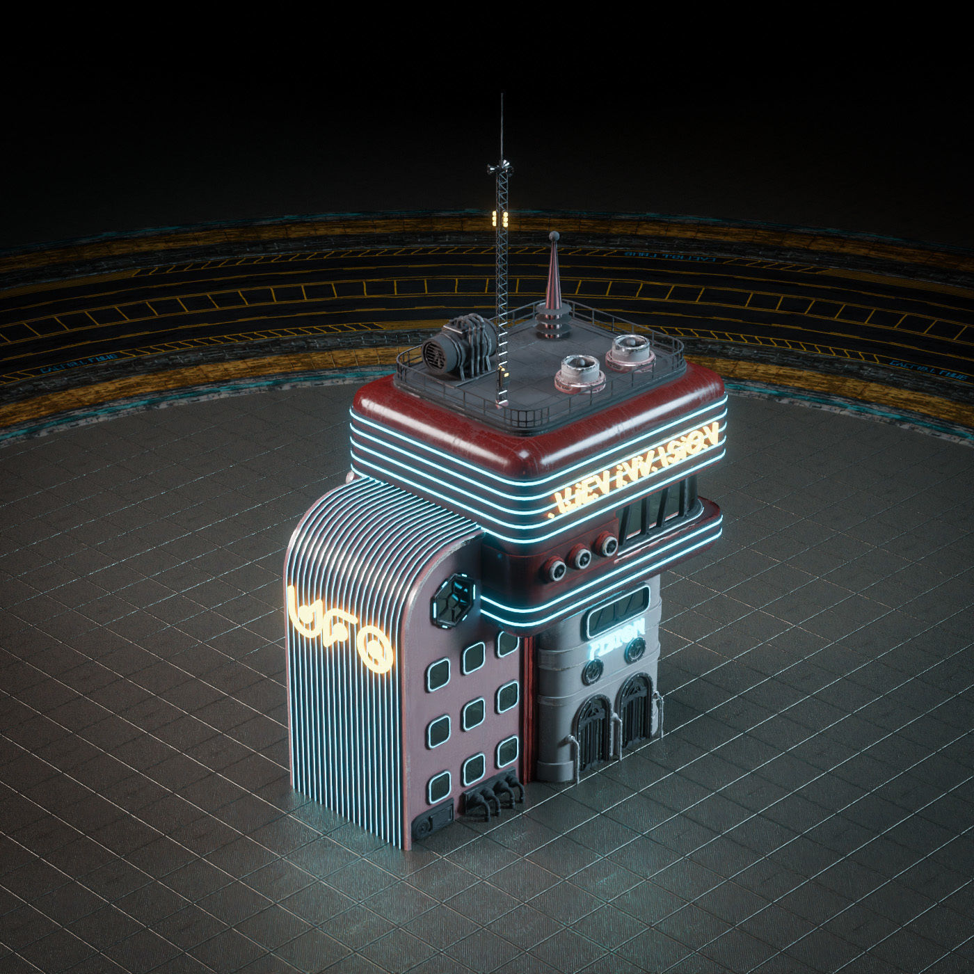 SCIFI ATOMPUNK BUILDING 06 Low-poly 3D model_10