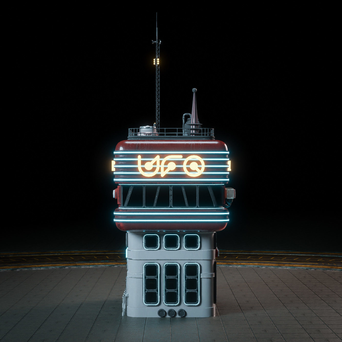 SCIFI ATOMPUNK BUILDING 06 Low-poly 3D model_4