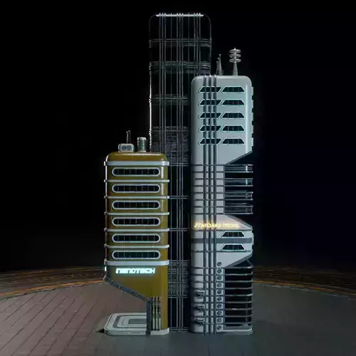 SCIFI ATOMPUNK BUILDING 07 Low-poly 3D model