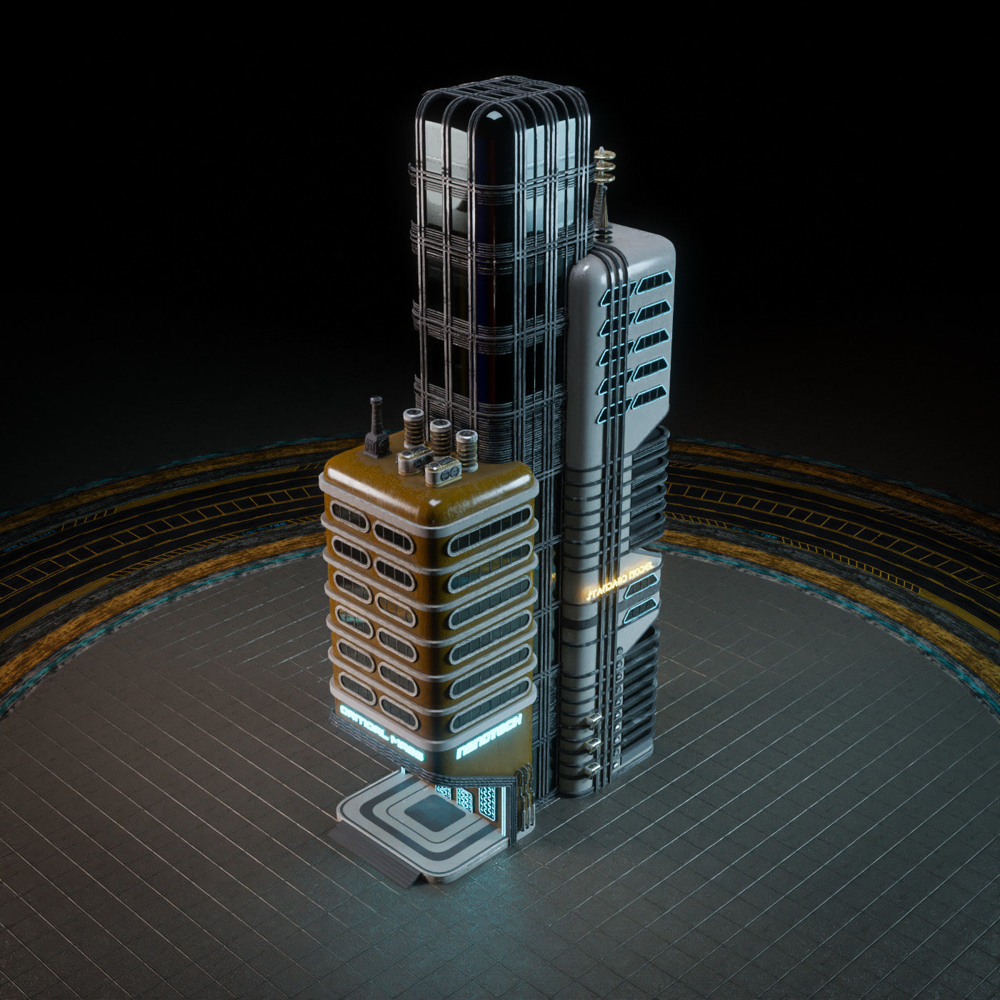 SCIFI ATOMPUNK BUILDING 07 Low-poly 3D model_10