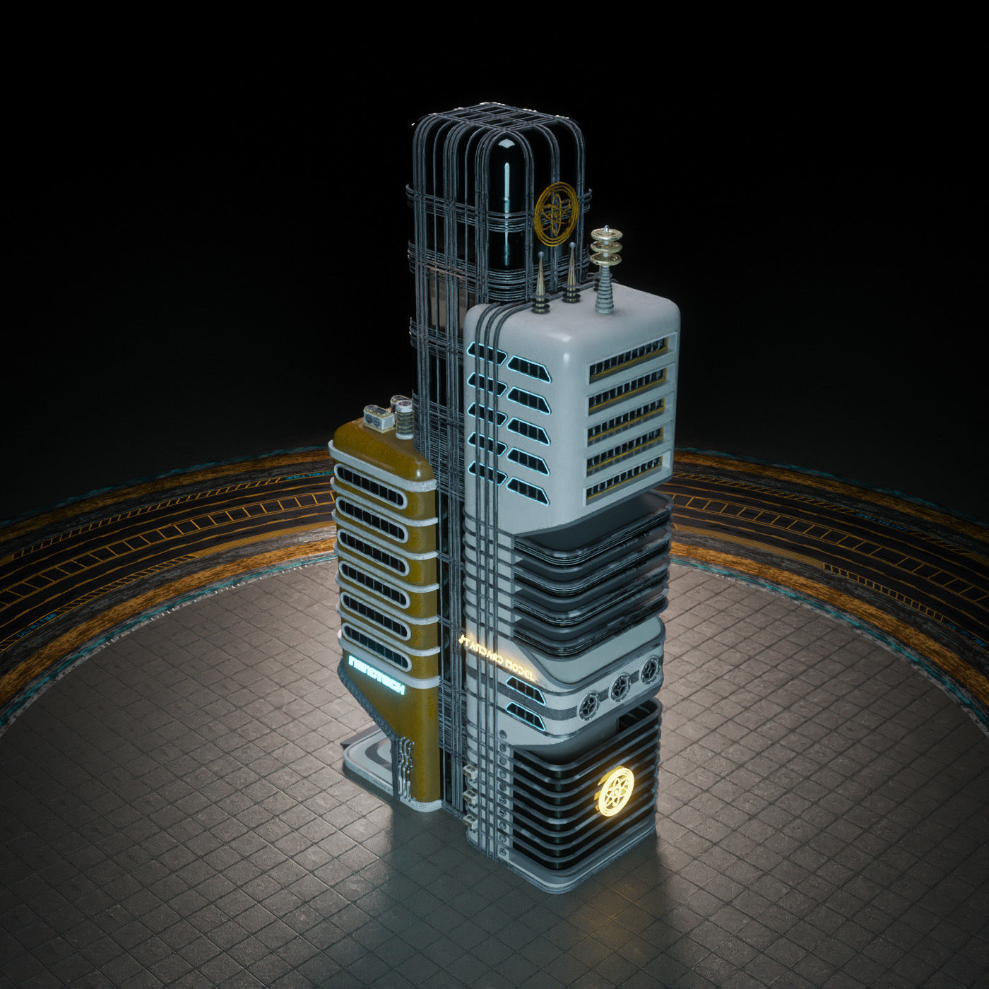 SCIFI ATOMPUNK BUILDING 07 Low-poly 3D model_11
