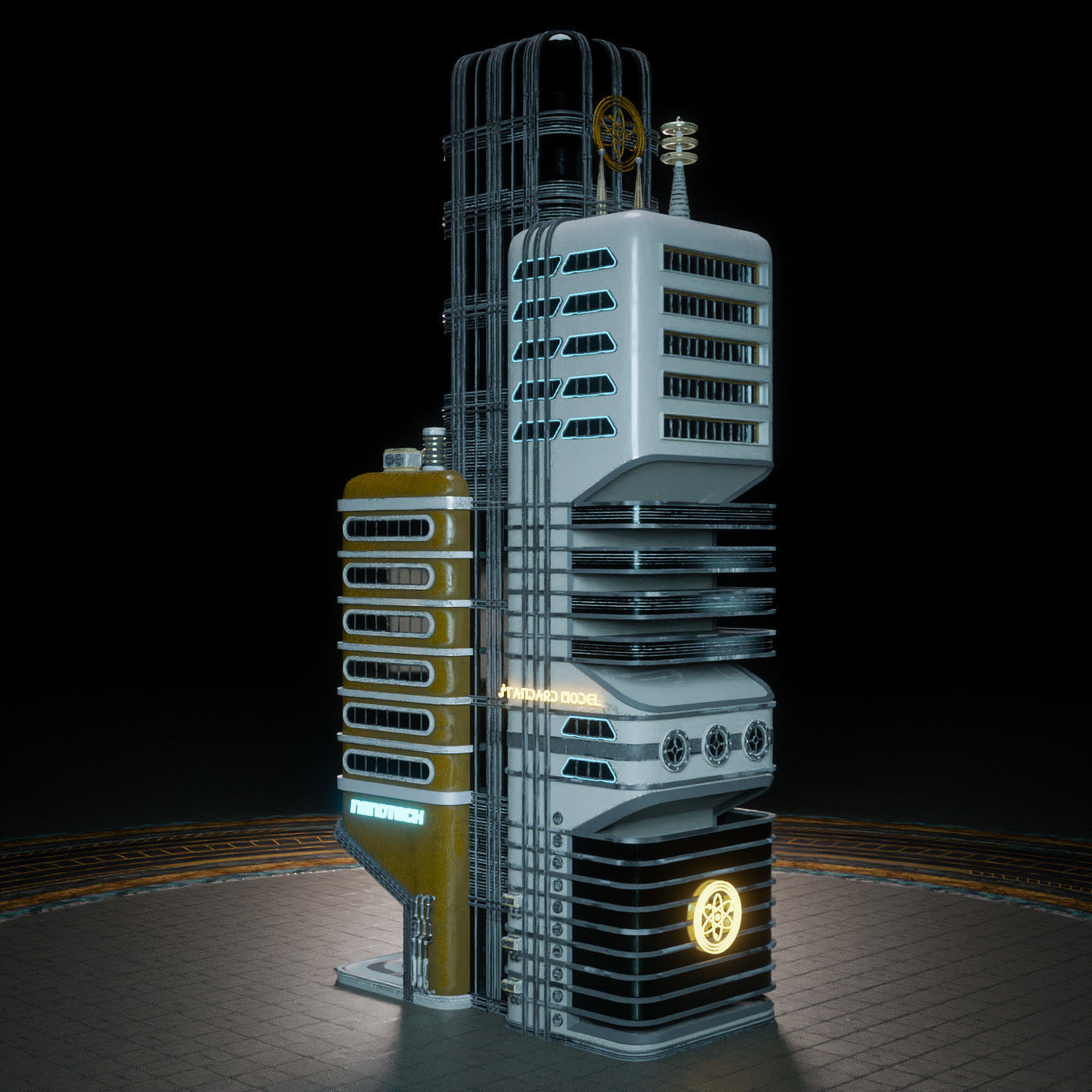 SCIFI ATOMPUNK BUILDING 07 Low-poly 3D model_3
