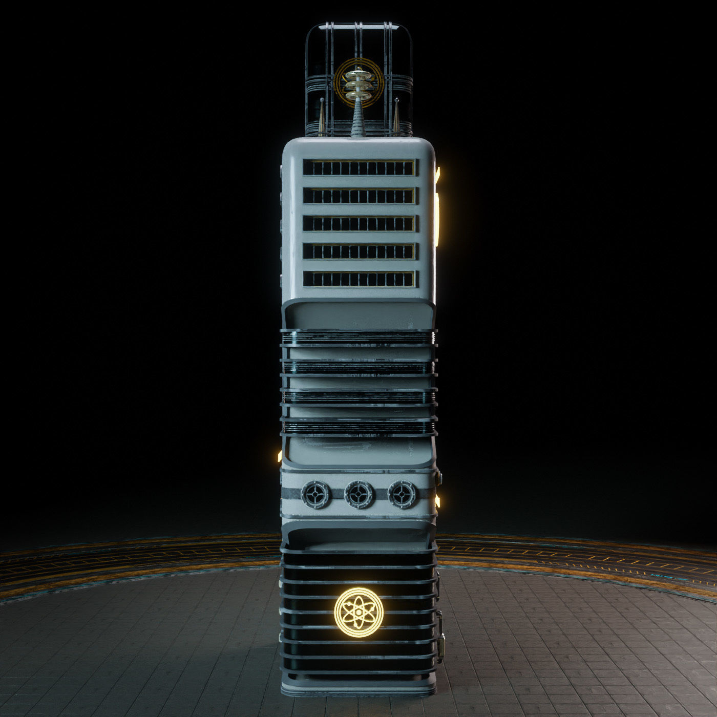 SCIFI ATOMPUNK BUILDING 07 Low-poly 3D model_4