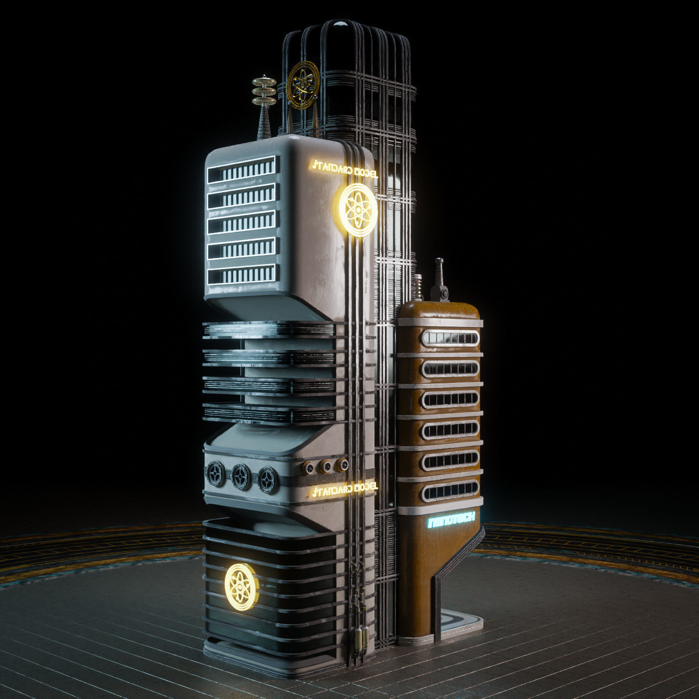 SCIFI ATOMPUNK BUILDING 07 Low-poly 3D model_5