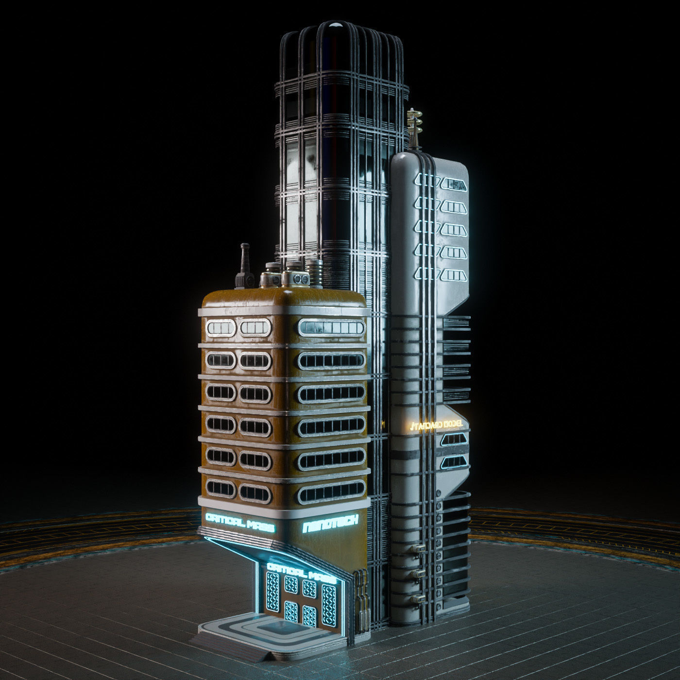 SCIFI ATOMPUNK BUILDING 07 Low-poly 3D model_9