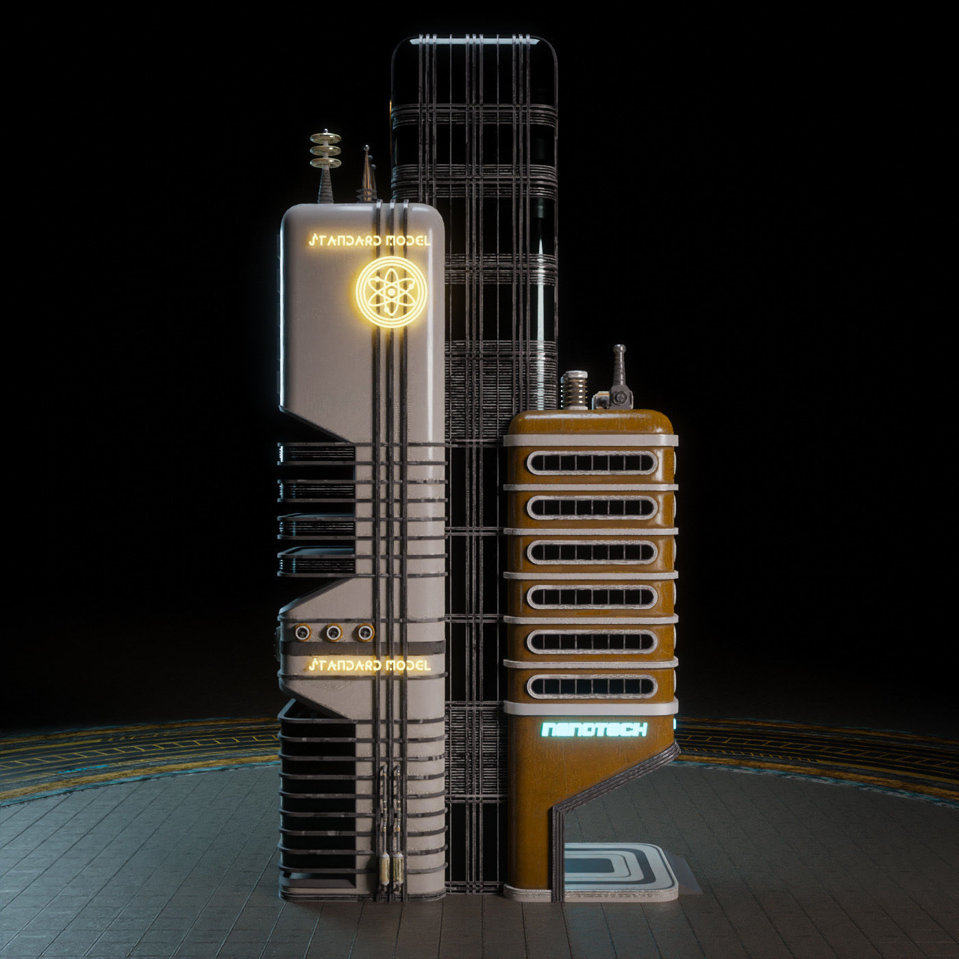 SCIFI ATOMPUNK BUILDING 07 Low-poly 3D model_6