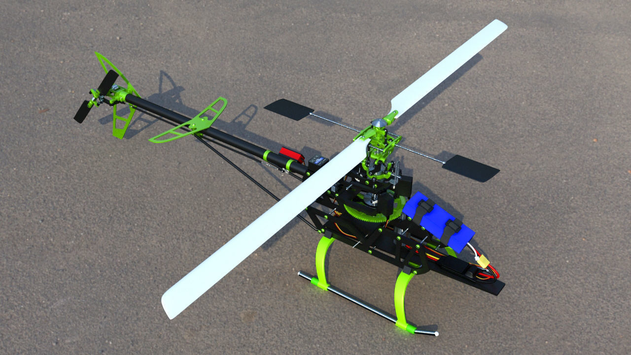 Remote Control Aerobatic Helicopter 3D model_1