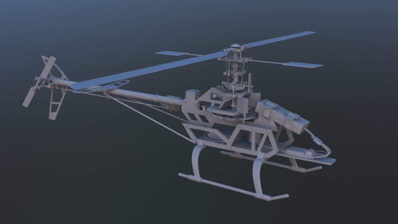 Remote Control Aerobatic Helicopter 3D model_8