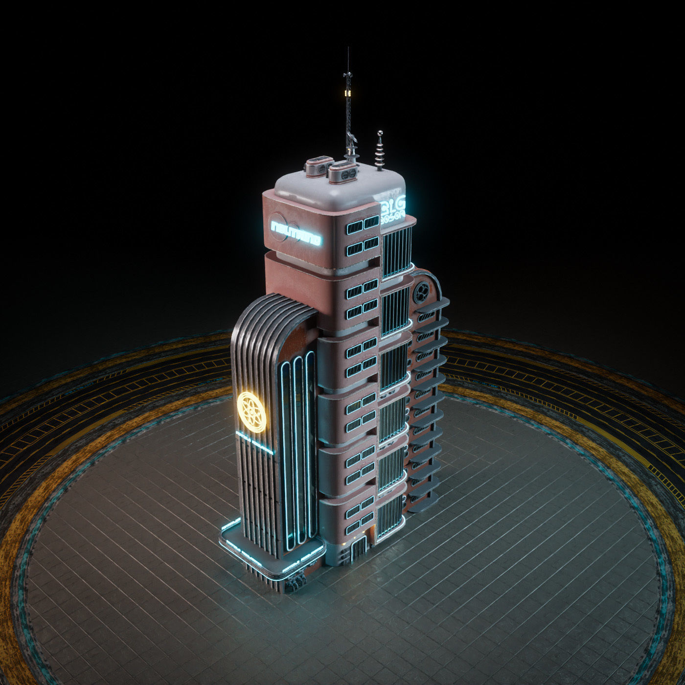 SCIFI ATOMPUNK BUILDING 08 Low-poly 3D model_10