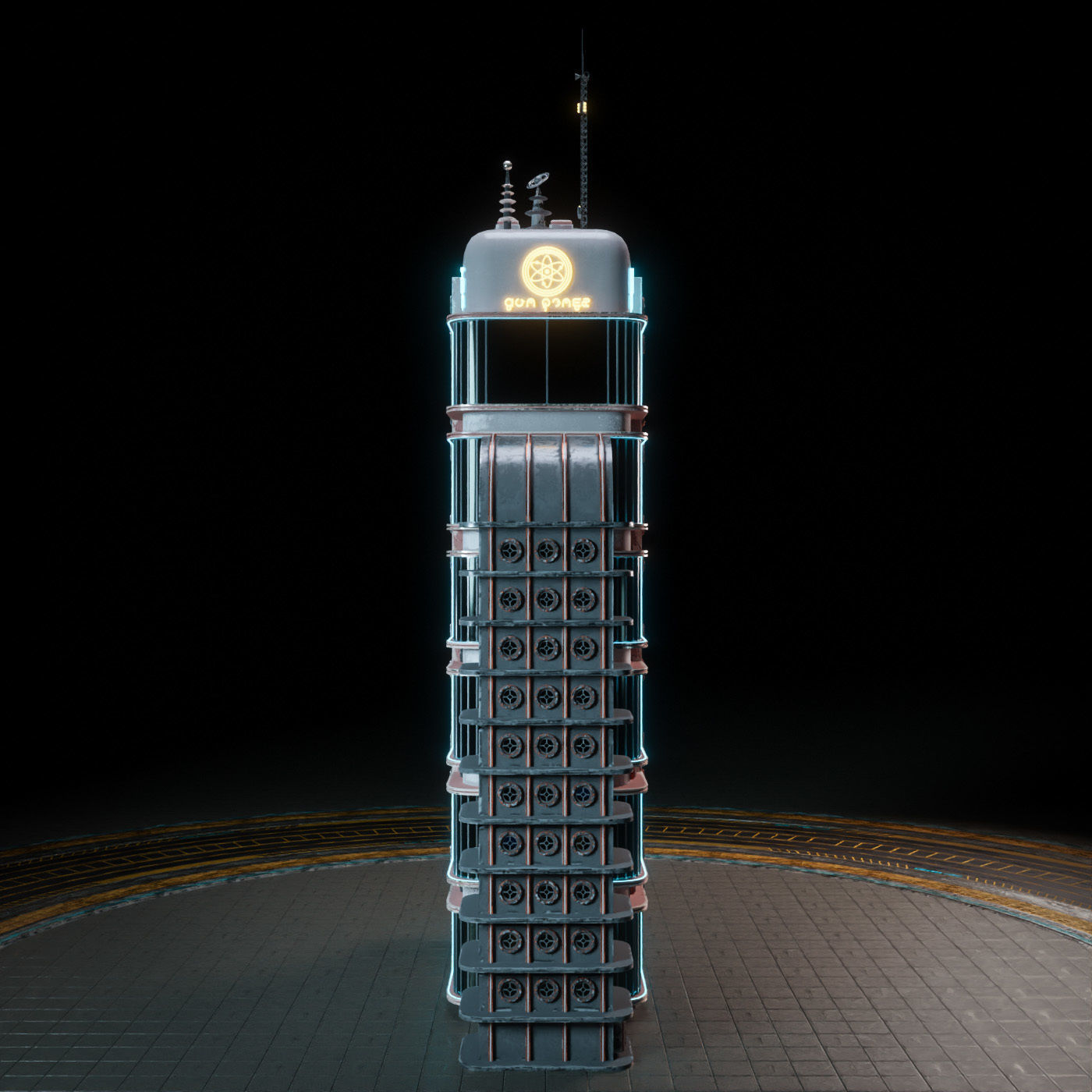 SCIFI ATOMPUNK BUILDING 08 Low-poly 3D model_4