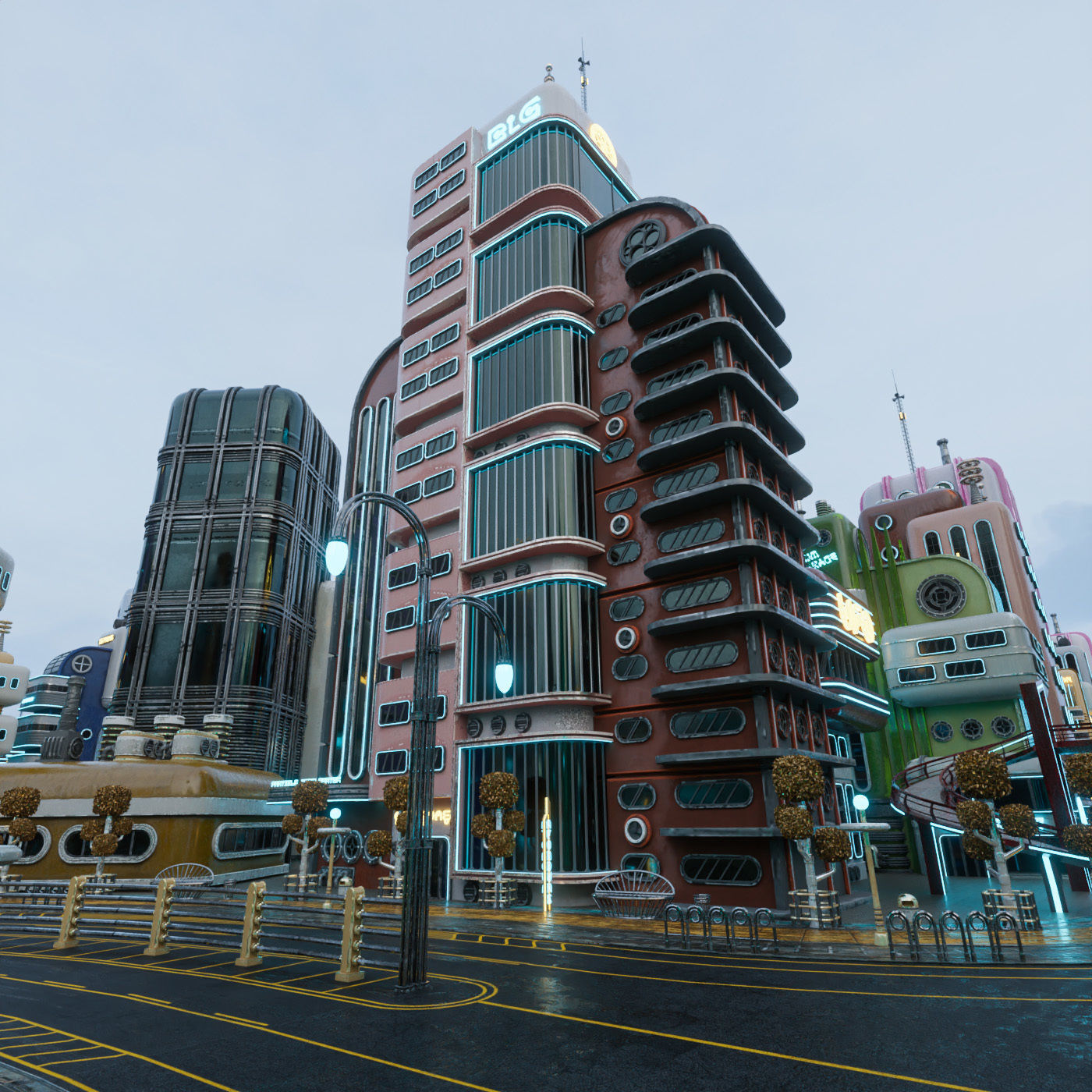 SCIFI ATOMPUNK BUILDING 08 Low-poly 3D model_1