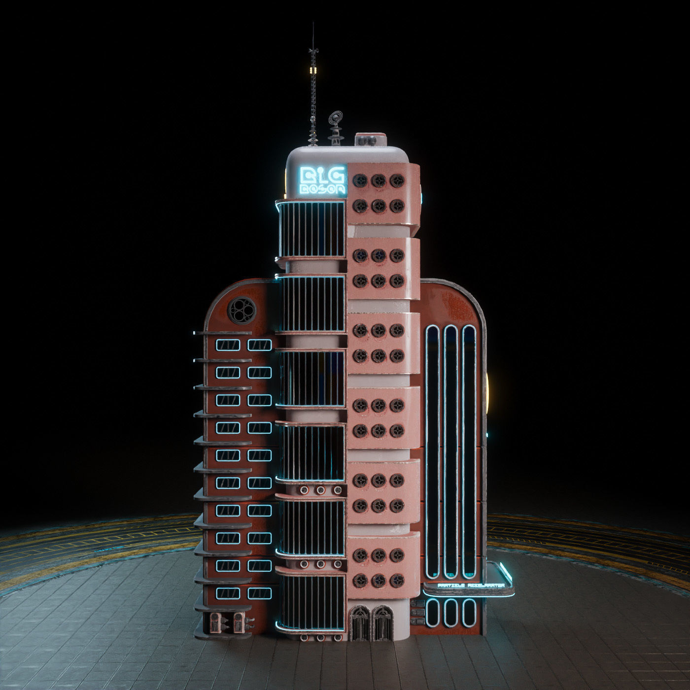 SCIFI ATOMPUNK BUILDING 08 Low-poly 3D model_6