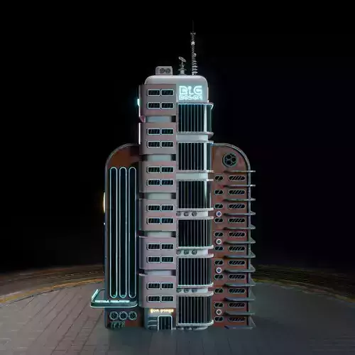 SCIFI ATOMPUNK BUILDING 08 Low-poly 3D model