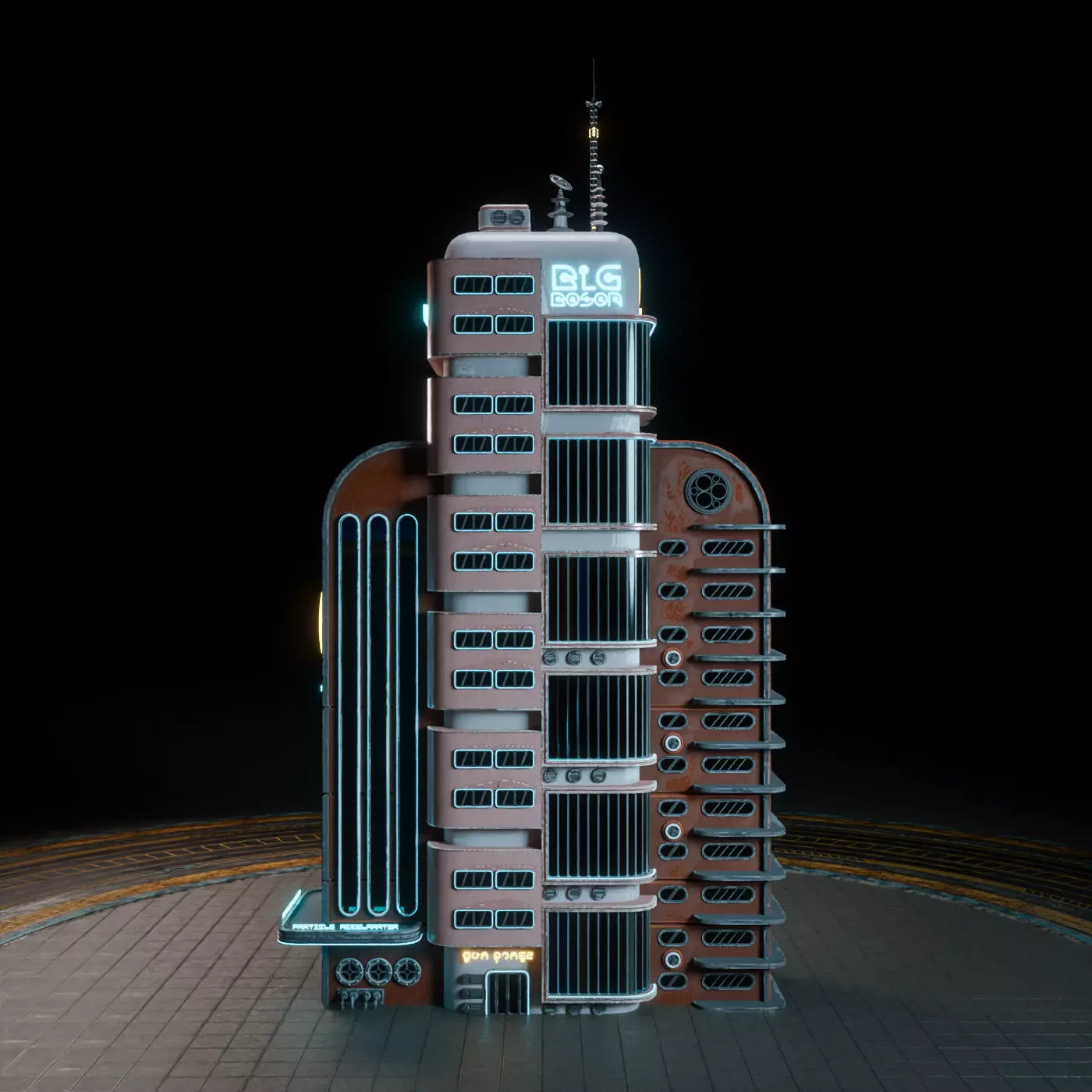 SCIFI ATOMPUNK BUILDING 08 Low-poly 3D model_0