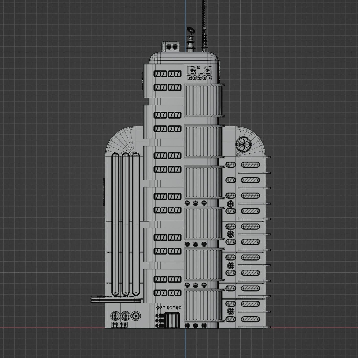 SCIFI ATOMPUNK BUILDING 08 Low-poly 3D model_12