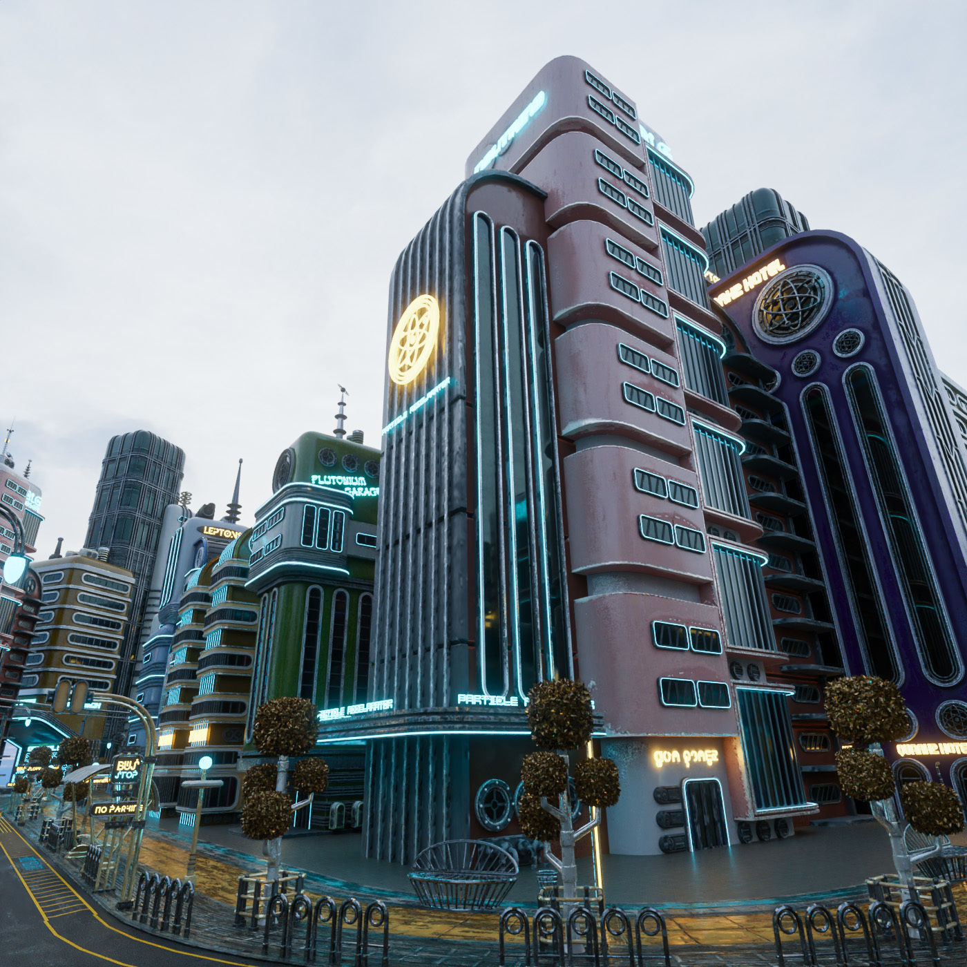 SCIFI ATOMPUNK BUILDING 08 Low-poly 3D model_2