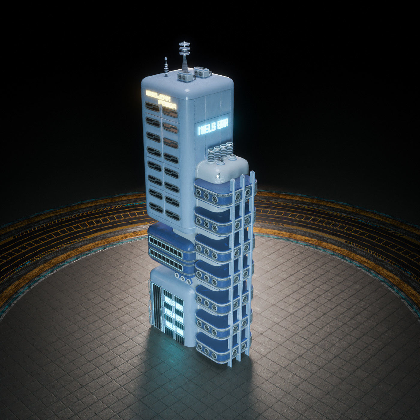 SCIFI ATOMPUNK BUILDING 09 Low-poly 3D model_11