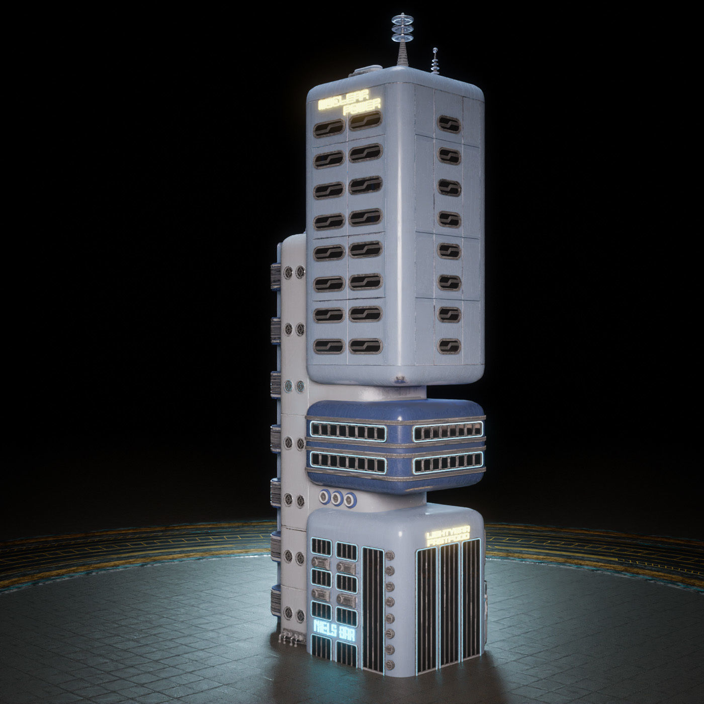 SCIFI ATOMPUNK BUILDING 09 Low-poly 3D model_7