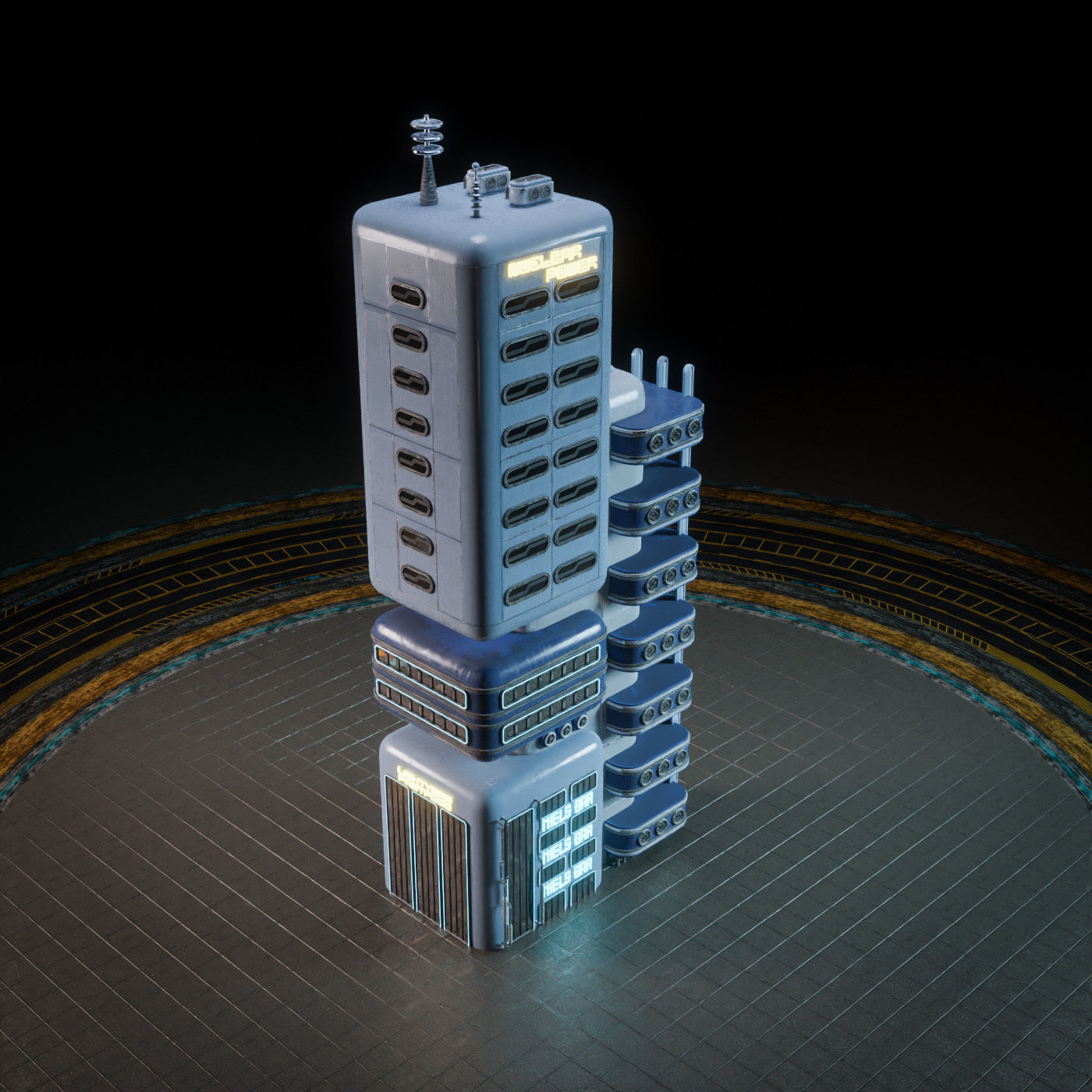 SCIFI ATOMPUNK BUILDING 09 Low-poly 3D model_10