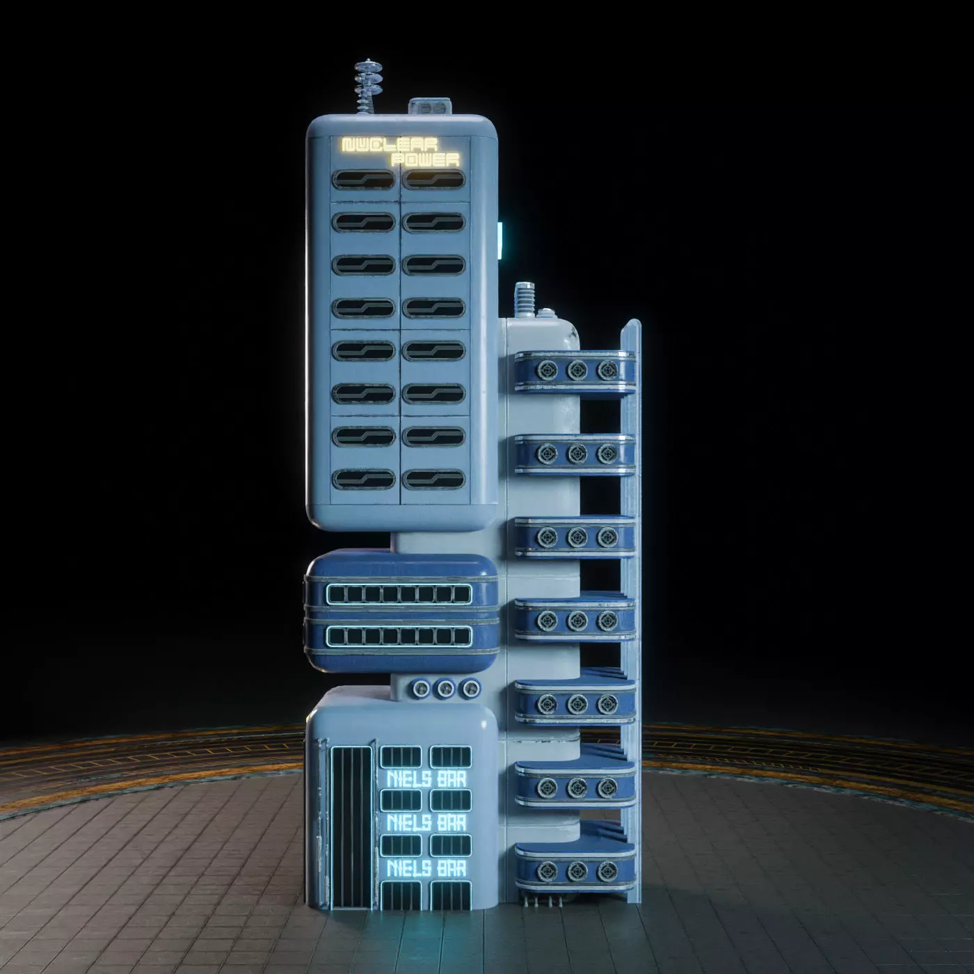 SCIFI ATOMPUNK BUILDING 09 Low-poly 3D model_0
