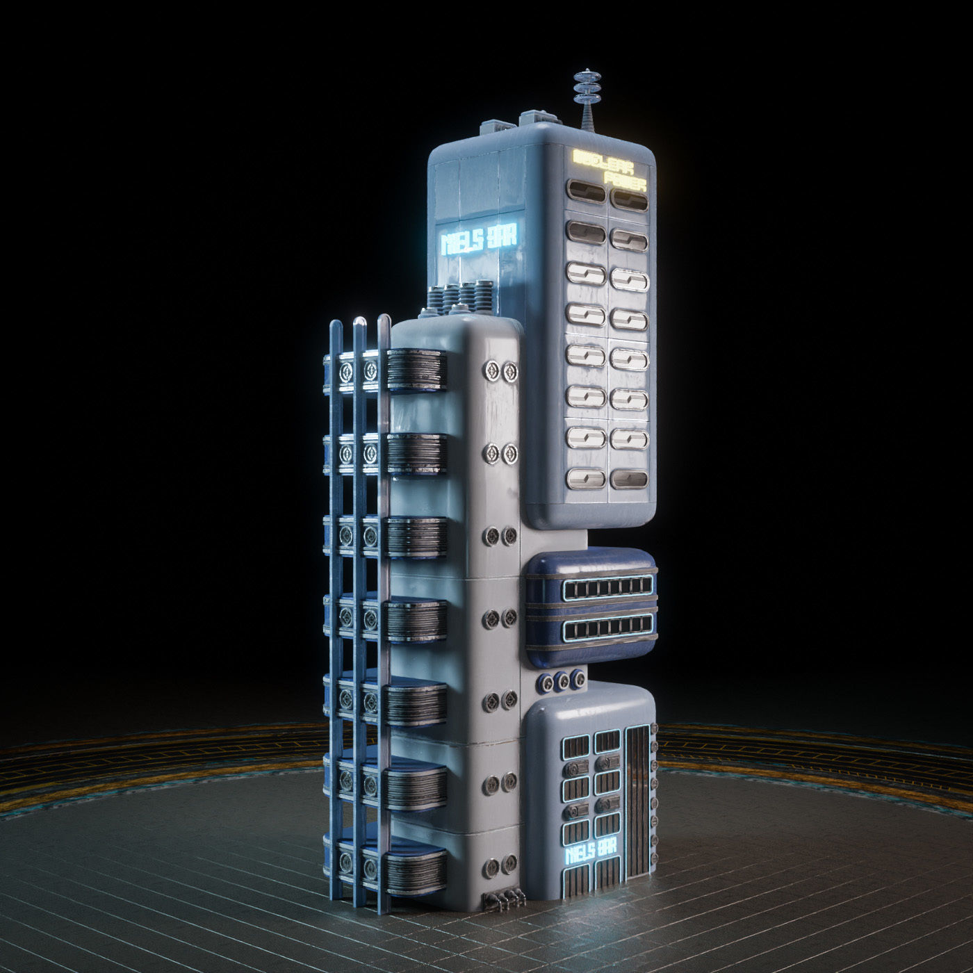 SCIFI ATOMPUNK BUILDING 09 Low-poly 3D model_5