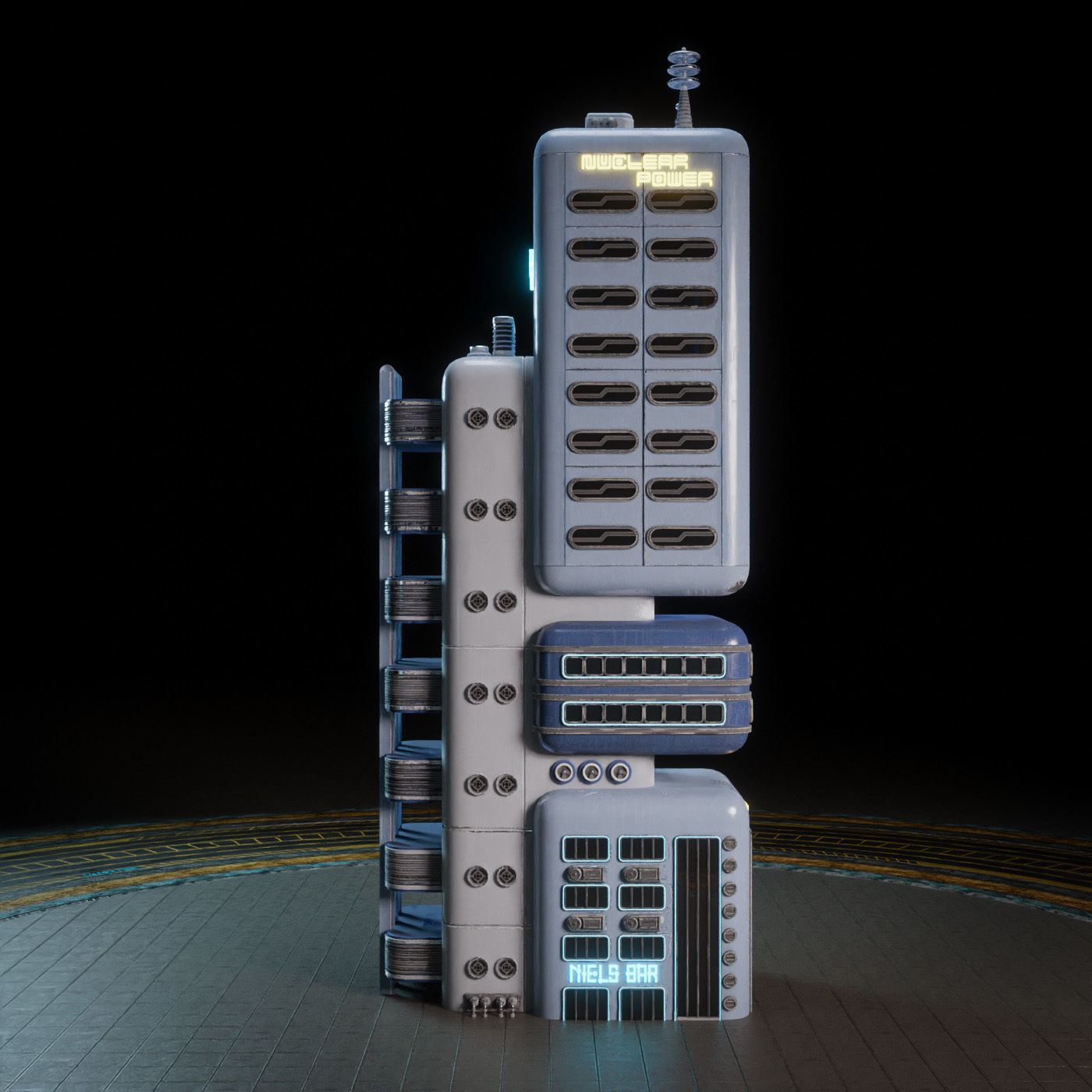 SCIFI ATOMPUNK BUILDING 09 Low-poly 3D model_6