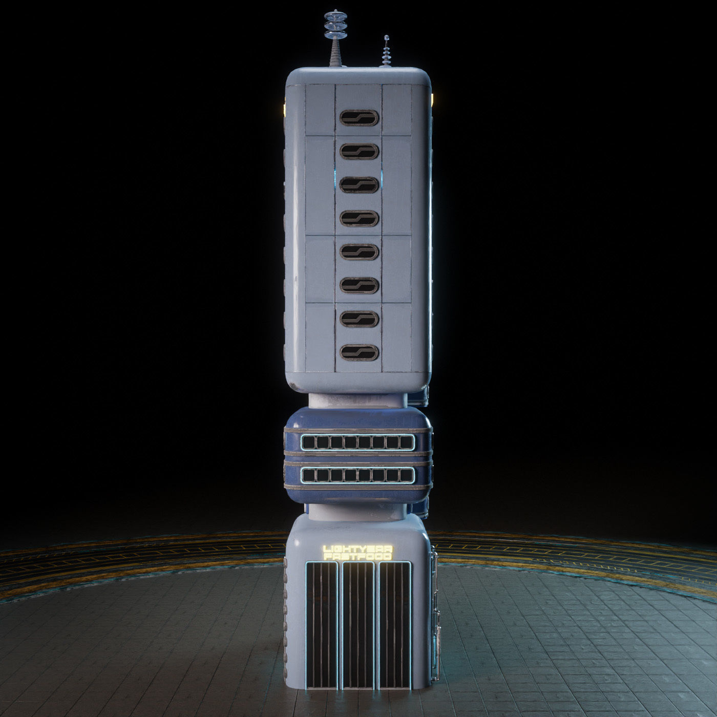 SCIFI ATOMPUNK BUILDING 09 Low-poly 3D model_8