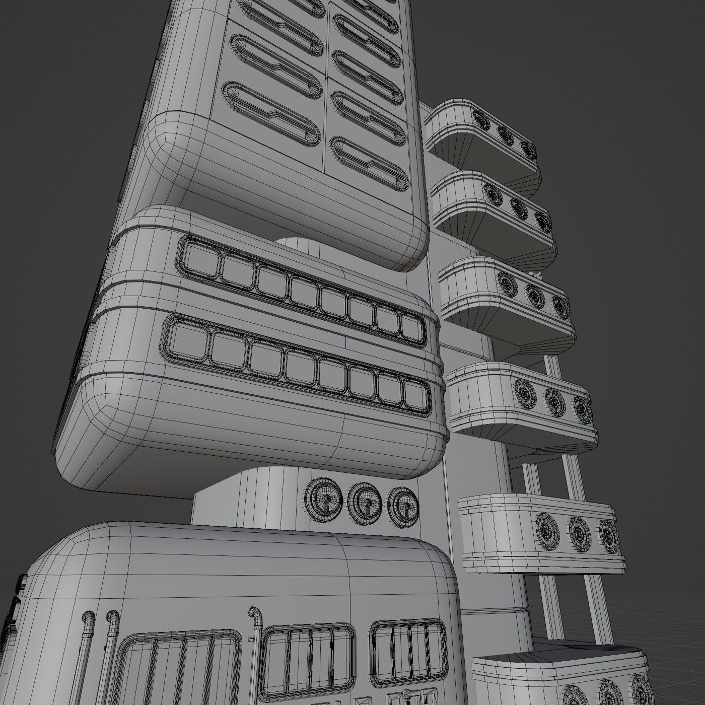 SCIFI ATOMPUNK BUILDING 09 Low-poly 3D model_13
