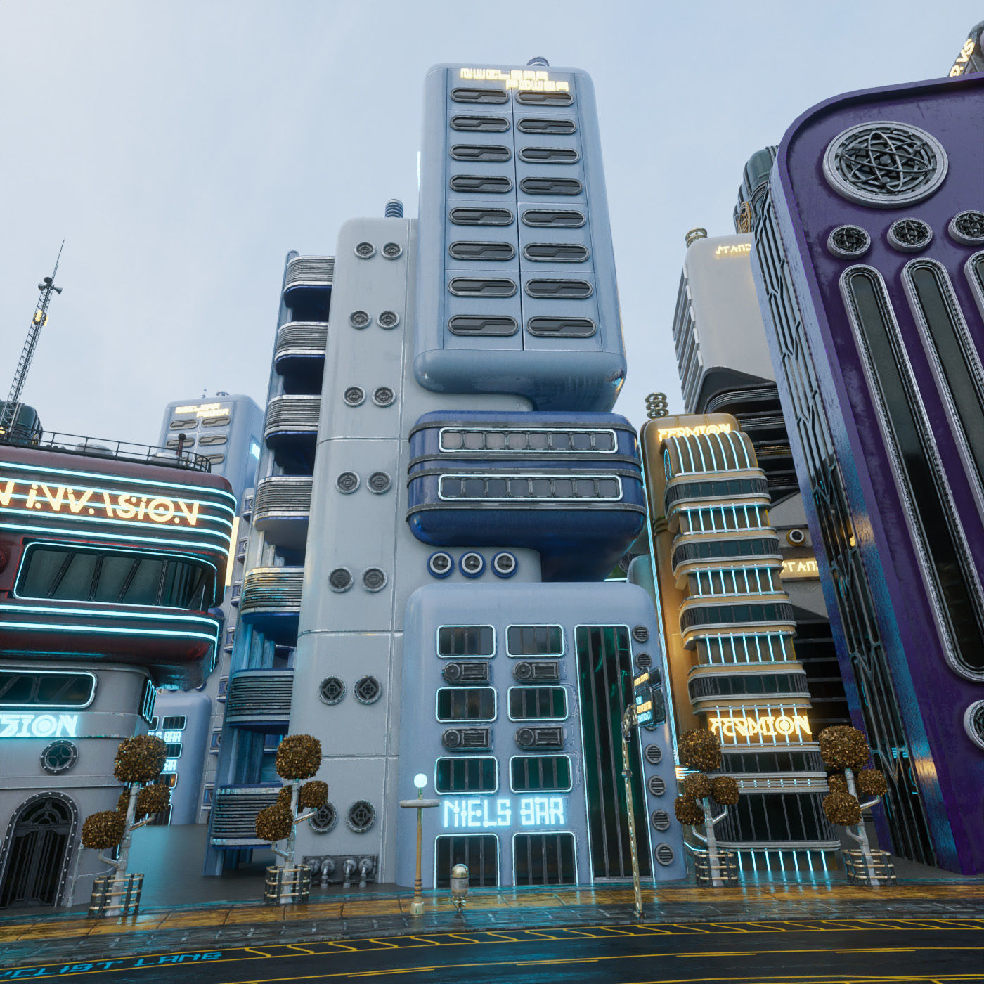 SCIFI ATOMPUNK BUILDING 09 Low-poly 3D model_1