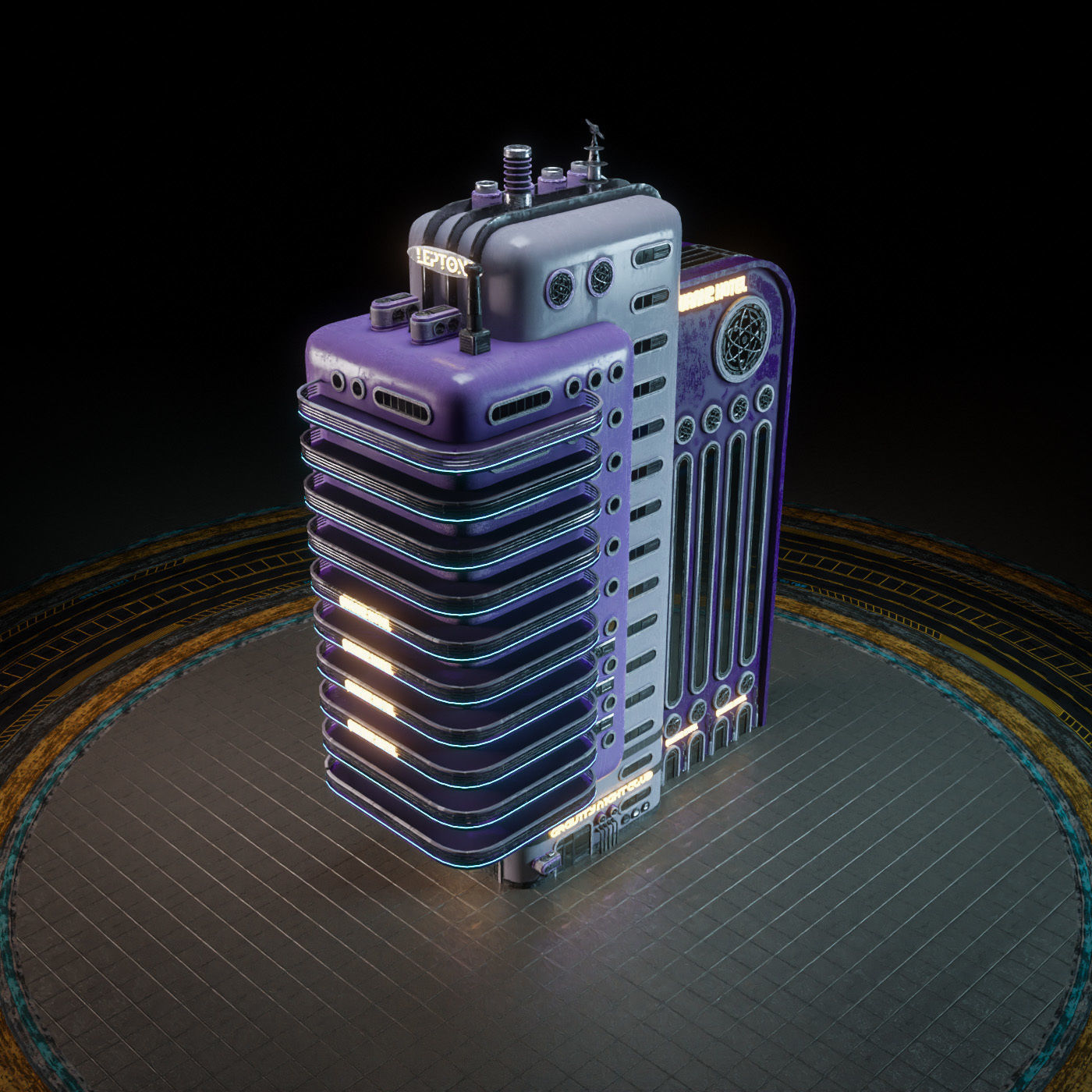 SCIFI ATOMPUNK BUILDING 10 Low-poly 3D model_10