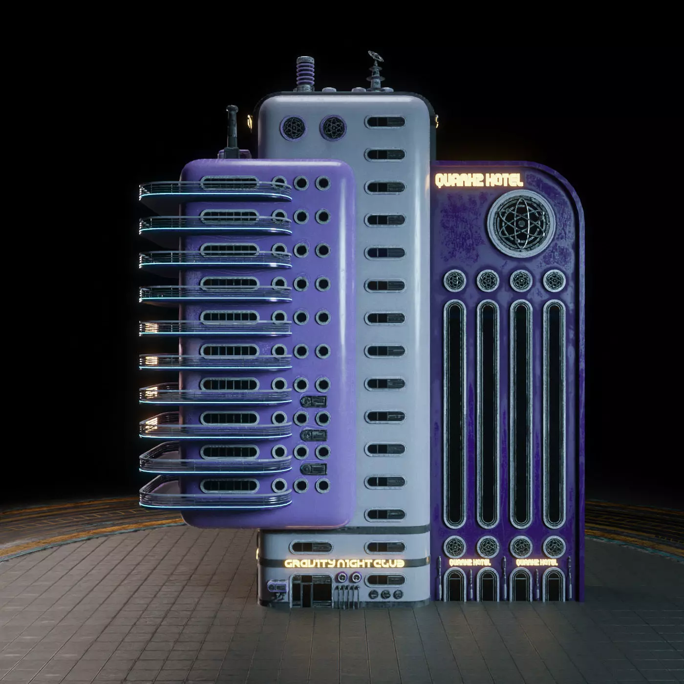 SCIFI ATOMPUNK BUILDING 10 Low-poly 3D model_0