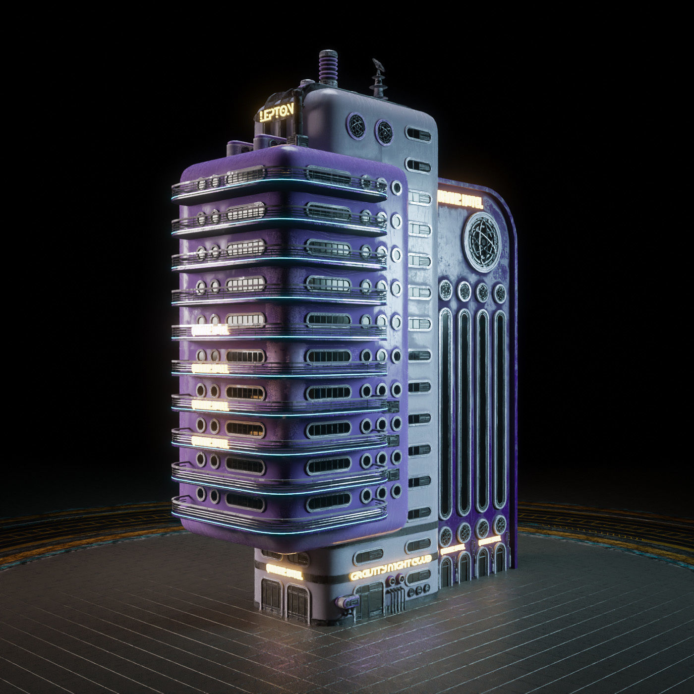 SCIFI ATOMPUNK BUILDING 10 Low-poly 3D model_9