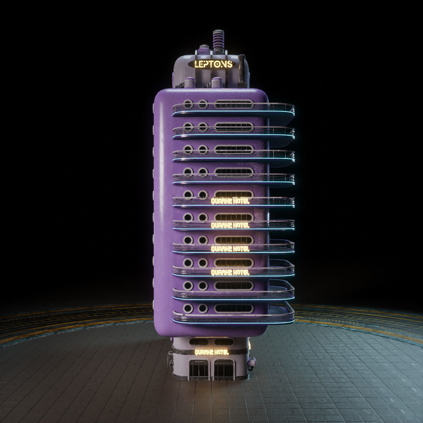 SCIFI ATOMPUNK BUILDING 10 Low-poly 3D model_8