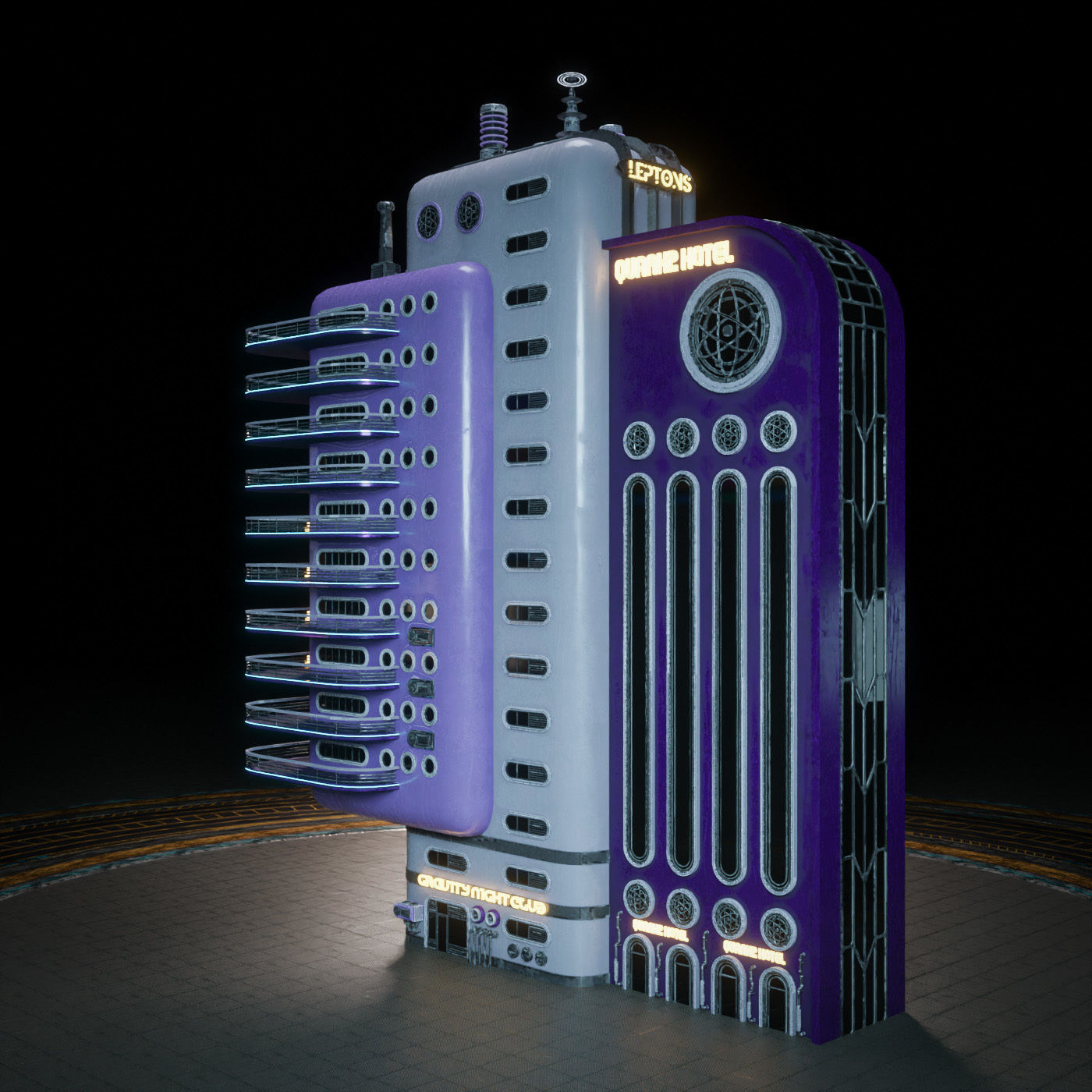 SCIFI ATOMPUNK BUILDING 10 Low-poly 3D model_3