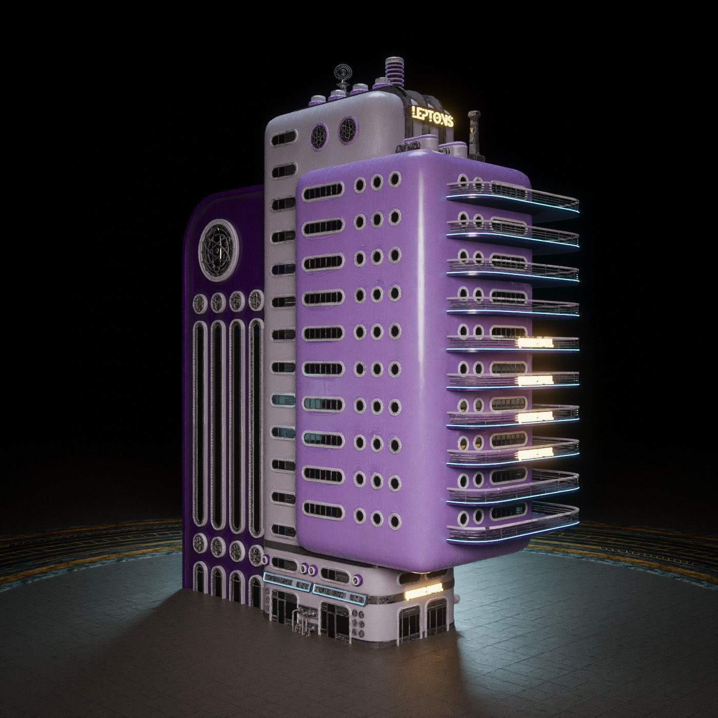 SCIFI ATOMPUNK BUILDING 10 Low-poly 3D model_7