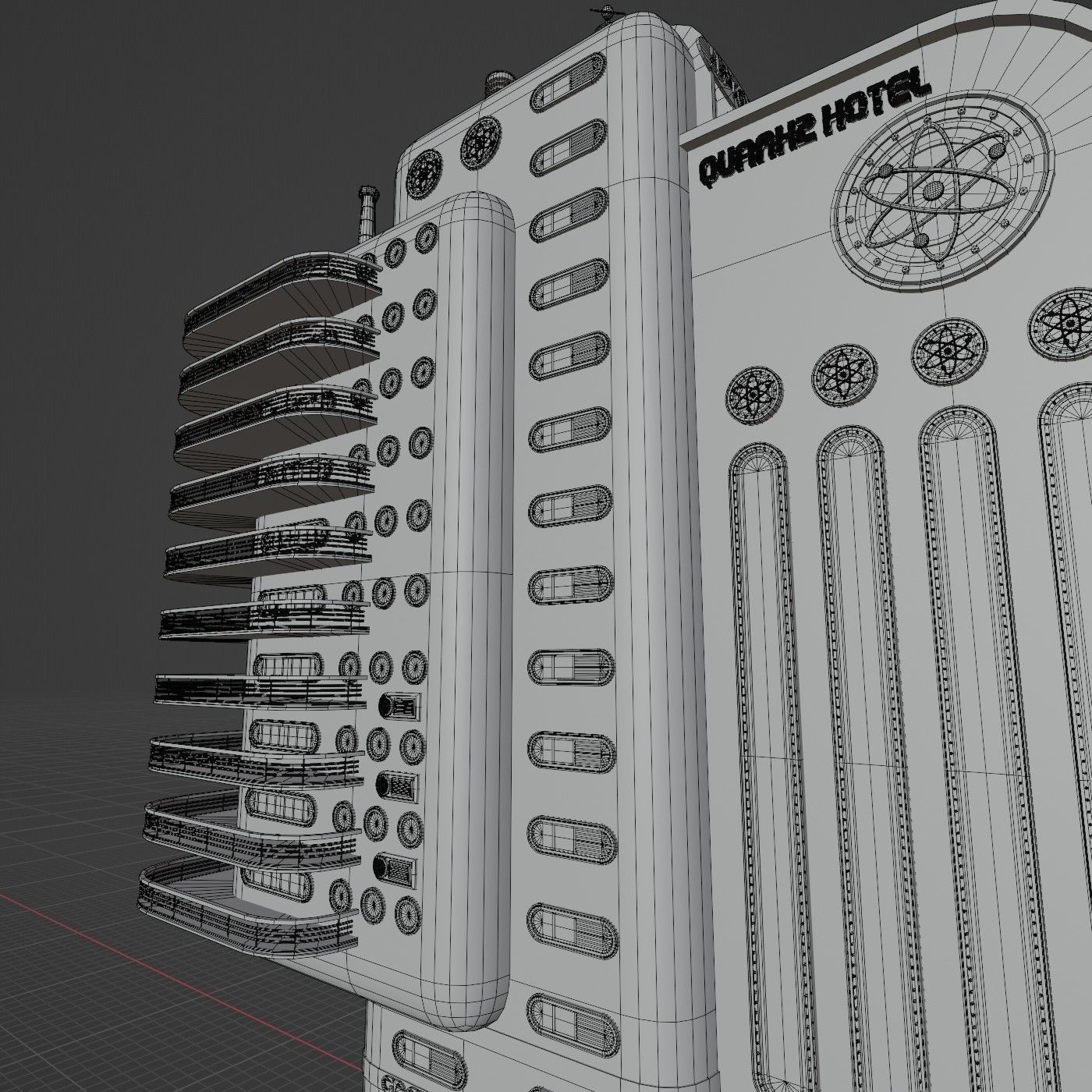 SCIFI ATOMPUNK BUILDING 10 Low-poly 3D model_12