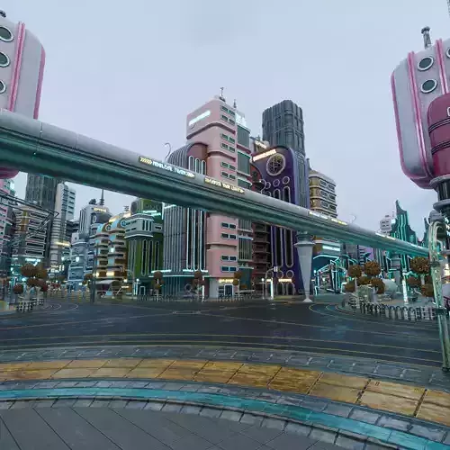 SCIFI ATOMPUNK CITY ENVIRONMENT TILEABLE LOOP Low-poly 3D model