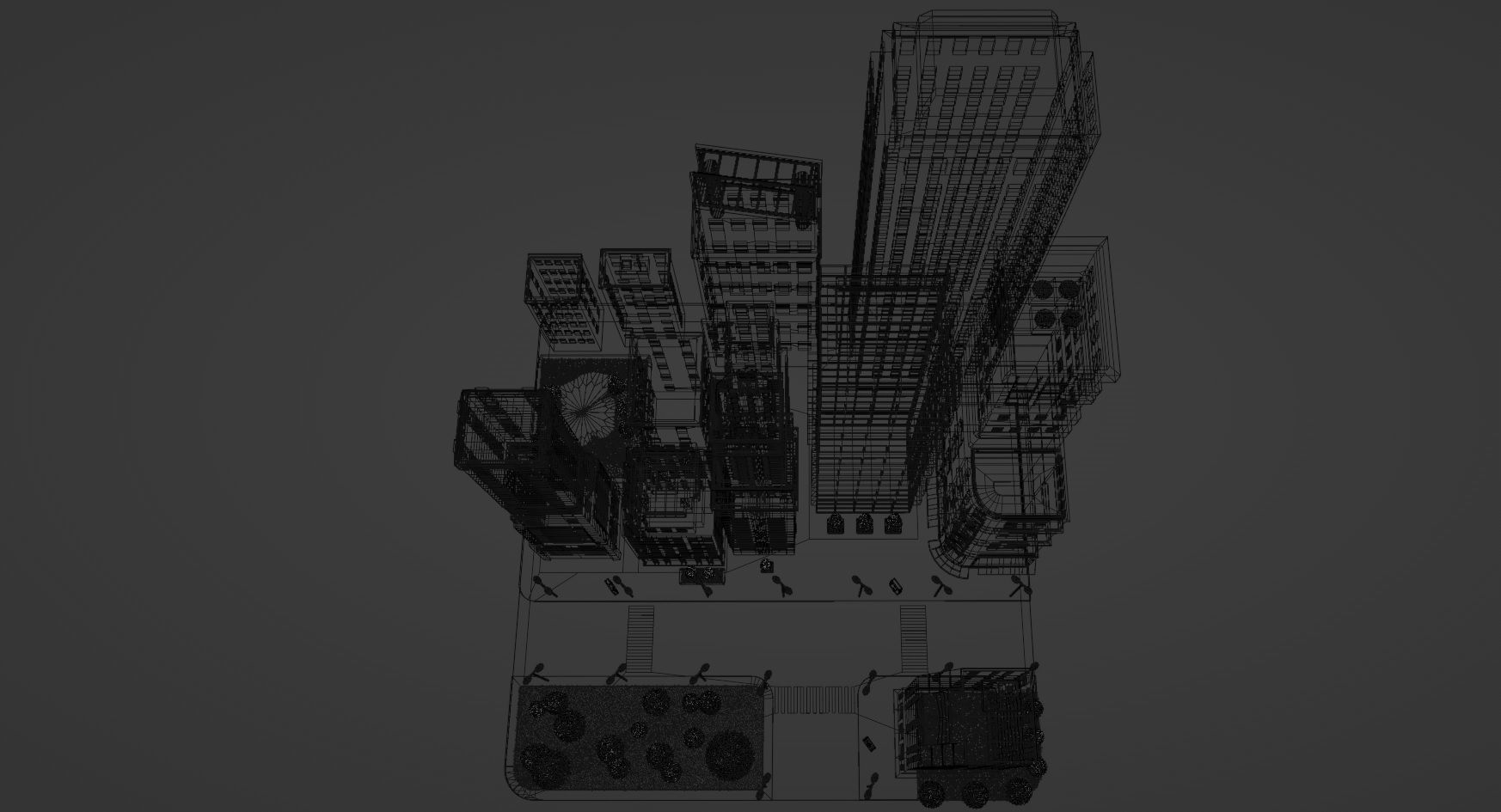Isometric Megalopolis Low-poly 3D model_6