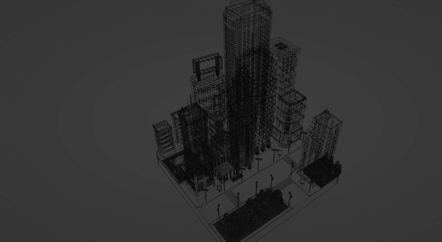 Isometric Megalopolis Low-poly 3D model_2