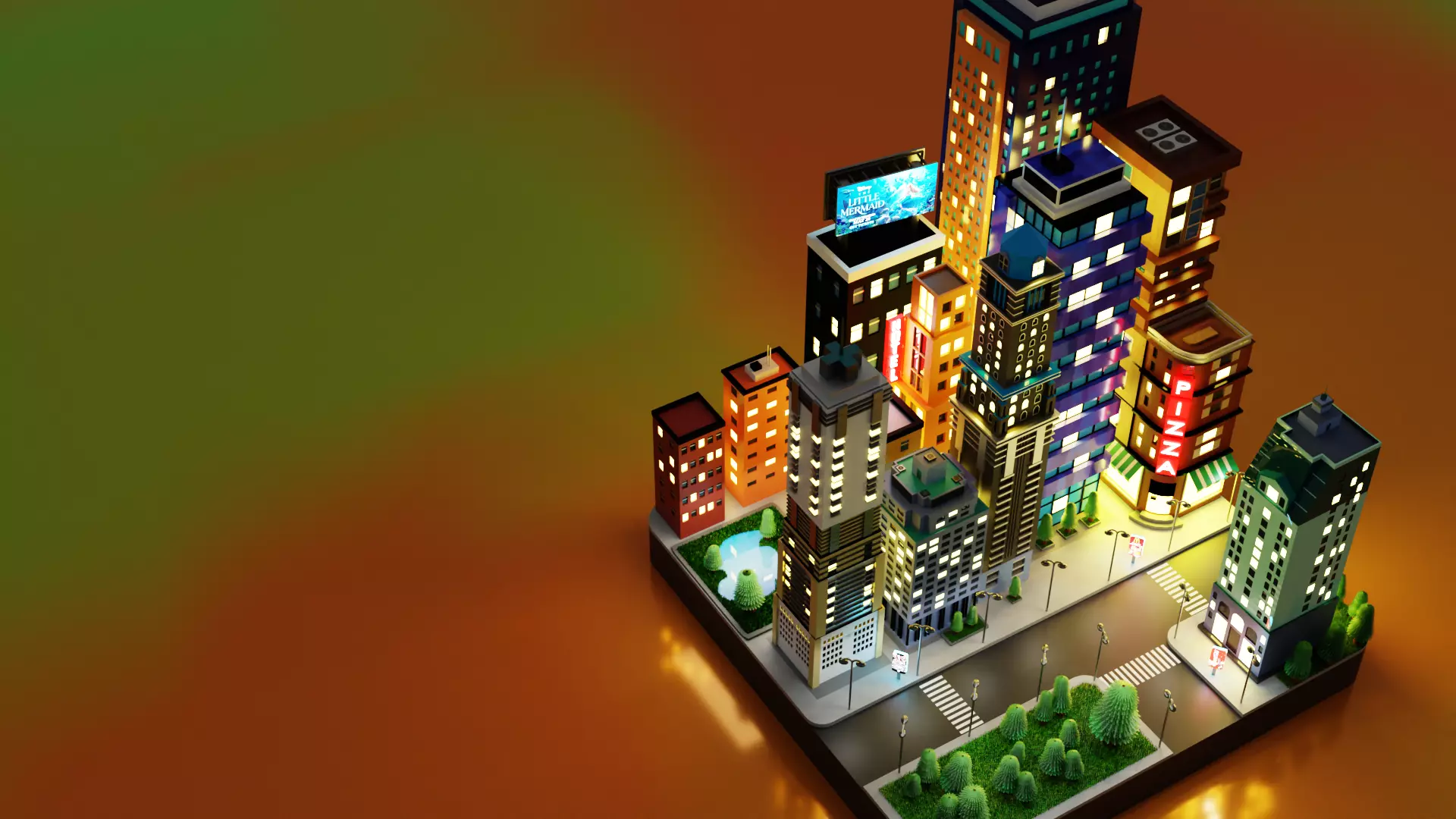 Isometric Megalopolis Low-poly 3D model_0