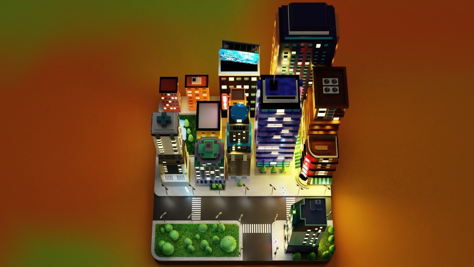 Isometric Megalopolis Low-poly 3D model_5