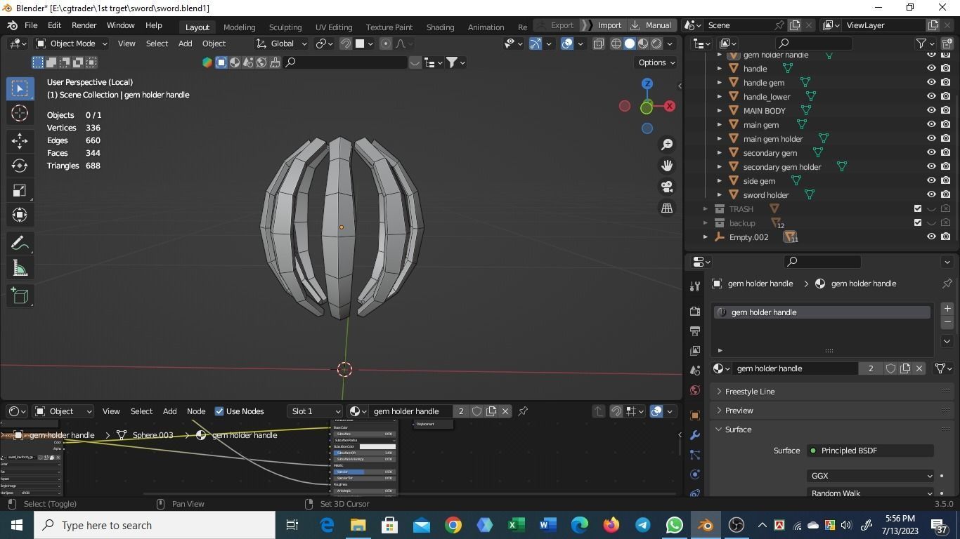 gameready medival sword low poly for games and vfx Low-poly 3D model_19