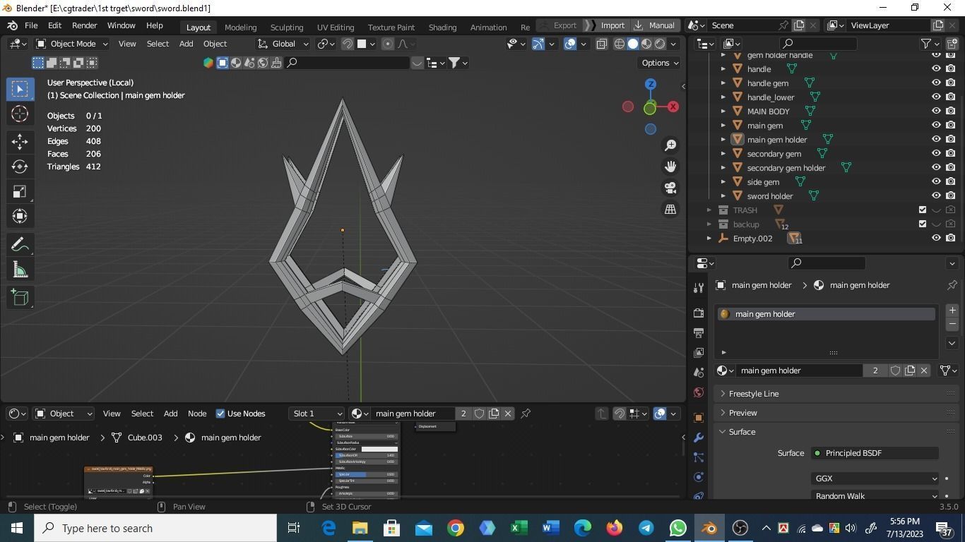 gameready medival sword low poly for games and vfx Low-poly 3D model_21